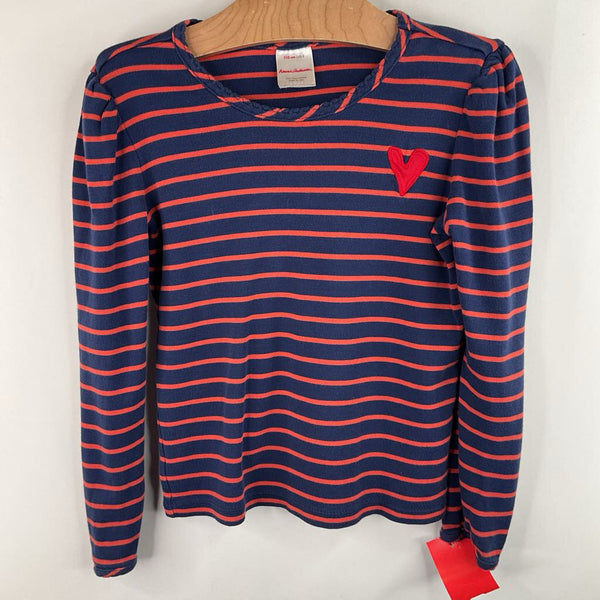 Size 5 (110): Hanna Andersson Navy/Orange Stripe Long Sleeve Shirt