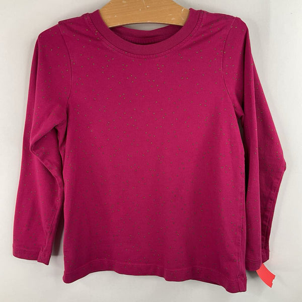 Size 5 (110): Hanna Andersson Magenta/ Gold Dots Long Sleeve Shirt