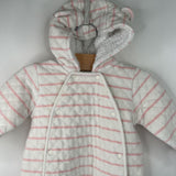 Size 6m: Nordstrom White/Pink Striped Fuzzy Bunting