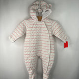 Size 6m: Nordstrom White/Pink Striped Fuzzy Bunting