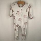 Size 0-3m: Kyte White/Beige Rainbow Print 1pc Footy PJs