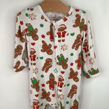 Size 3-6m: Caden Lane White Gingerbread Print 1pc Footy PJs