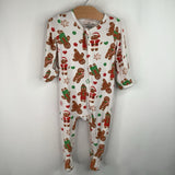 Size 3-6m: Caden Lane White Gingerbread Print 1pc Footy PJs
