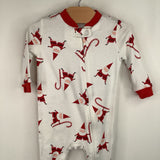 Size 3-6m: Pottery Barn White/Red Candy Cane Santa Print 1pc Footy PJs