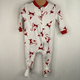 Size 3-6m: Pottery Barn White/Red Candy Cane Santa Print 1pc Footy PJs