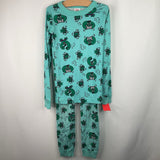 Size 8 (130): Hanna Andersson Blue/Green Hulk Print 2pc PJs- REDUCED