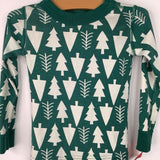 Size 3 (90): Hanna Andersson Green/White Trees 2pc PJs