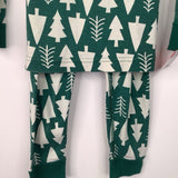 Size 3 (90): Hanna Andersson Green/White Trees 2pc PJs