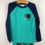 Size 8: Lands End Blue/Green Plaid Fleece 2pc PJs