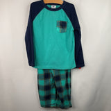 Size 8: Lands End Blue/Green Plaid Fleece 2pc PJs