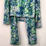 Size 8: Lands End Blue/Green Patterned 2pc Base Layers