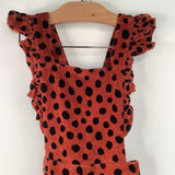 Size 6-7 (120): Hanna Andersson Red/Black Polka Dot Overalls