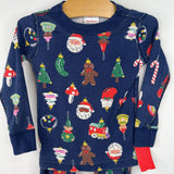 Size 3 (90): Hanna Andersson Blue Holiday Ornament Print 2pc PJs