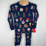 Size 3 (90): Hanna Andersson Blue Holiday Ornament Print 2pc PJs