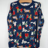 Size 8 (130): Hanna Andersson Blue Holiday Sweater Dog Print 2pc PJs