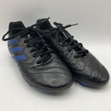 Size 3Y: Adidas Black/Blue Lace-Up Outdoor Soccer Cleats