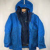 Size 8: Columbia Blue Patterned Fleece Lined 3-In-1 Winter Coat