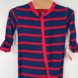 Size NB-3m: Kickee Pants Red And Blue Striped 1pc Footy PJs