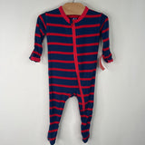 Size NB-3m: Kickee Pants Red And Blue Striped 1pc Footy PJs