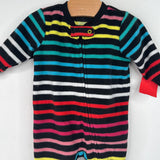 Size NB-3m: Primary Rainbow Striped 1pc Footy PJs