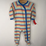Size 3-6m: Primary Rainbow Striped 1pc Footy PJs