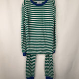 Size 12: Crewcuts Green/White Striped 2pc PJs