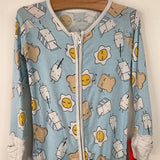 Size 12-18m: Little Sleepies Blue/Breakfast Guys Zip-Up 1pc PJs