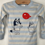 Size 2 (85): Hanna Andersson White/Blue Striped Bluey Print 2pc PJs