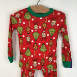 Size 2: The Grinch Red/Colorful Pattern 2pc PJs