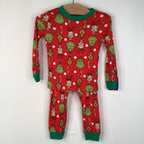 Size 2: The Grinch Red/Colorful Pattern 2pc PJs