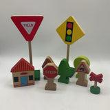 1 Gallon Bag of Assorted Wooden Train Tracks & Trains