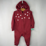 Size 6-9m: Tea Red Ladybug Print Zip Up Hooded Romper