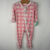 Size 3-6m: Kickee Pants Pink/White Elephants Print 1pc PJs