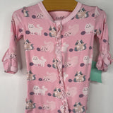 Size NB-3m: Kickee Pants Pink Cats Print 1pc Zip Up PJs
