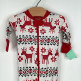 Size 0-3m (50): Hanna Andersson White/Red Reindeer Print 1pc PJs