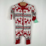 Size 0-3m (50): Hanna Andersson White/Red Reindeer Print 1pc PJs
