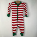 Size 12-18m (75): Hanna Andersson Red, White Strip Green Collar 1pc PJs