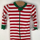 Size 12-18m (75): Hanna Andersson Red, White Strip Green Collar 1pc PJs