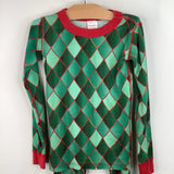 Size 6-7 (120): Hanna Andersson Green Diamond Pattern 2pc PJs