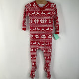 Size 12-18m: Pottery Barn Red/White Deer/Snowflake Print 1pc PJs