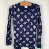 Size 6-7 (120): Hanna Andersson Blue/White Snowflake Print 2pc PJs