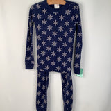 Size 6-7 (120): Hanna Andersson Blue/White Snowflake Print 2pc PJs