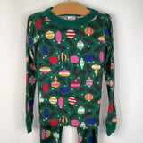 Size 6-7 (120): Hanna Andersson Green/Colorful Ornament Print 2pc PJs