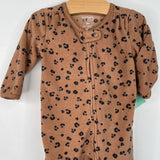Size 6m: Carter's Brown Cheetah Print Fleece 1pc Footy PJs