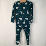 Size 6-9m: Primary Green Polar Bear 1pc Footy PJs