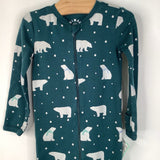 Size 6-9m: Primary Green Polar Bear 1pc Footy PJs