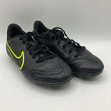Size 1.5Y: Nike Tiempo Black/Green Indoor Soccer Cleats