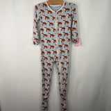 Size 3: Kickee Pants Blue Fox Print 1pc Footy PJs
