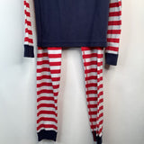 Size 12 (150): Hanna Andersson Blue/Red Striped Captain America 2pc PJs