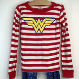 Size 6-7 (120): Hanna Andersson Red/White/Blue Wonder Woman 2pc PJs